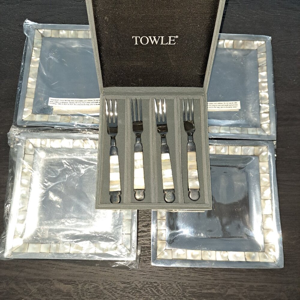 Towle Mother of Pearl Appetizer Plates & Forks - 2 sets of 4 each available